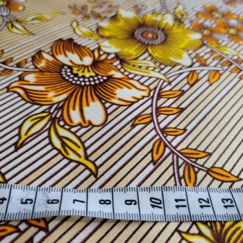 Preview: FLOWERS YELLOW GOLD Afrikanischer Wax Print Stoff - Embellished
